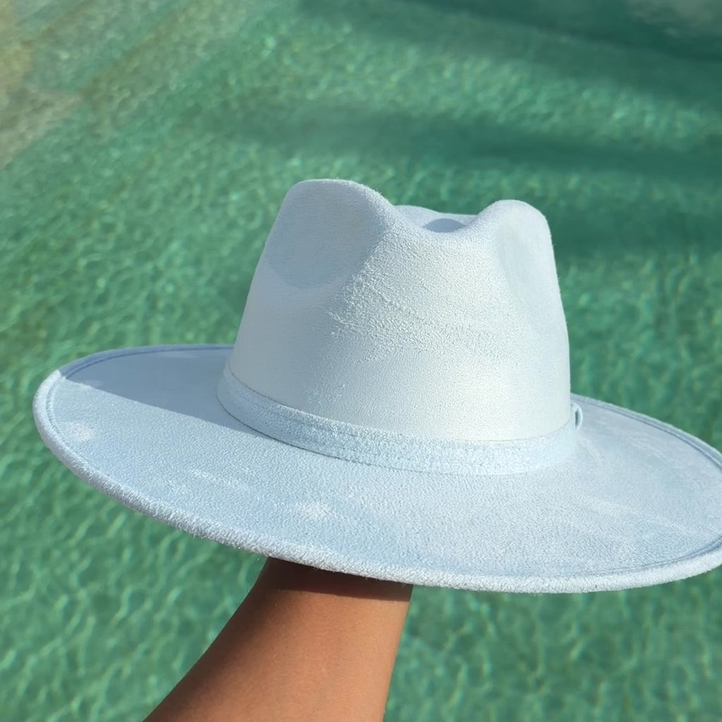 Sky Blue Rancher Hat  - Vegan Suede